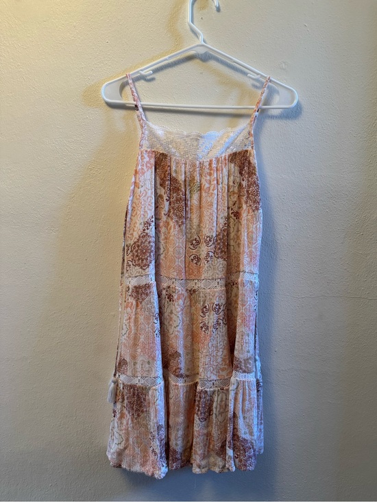 Wallflower Dresses & Skirts - Wallflower Boho Patchwork Floral Tiered Dress -Peach Pink & Lace Accents - (S)